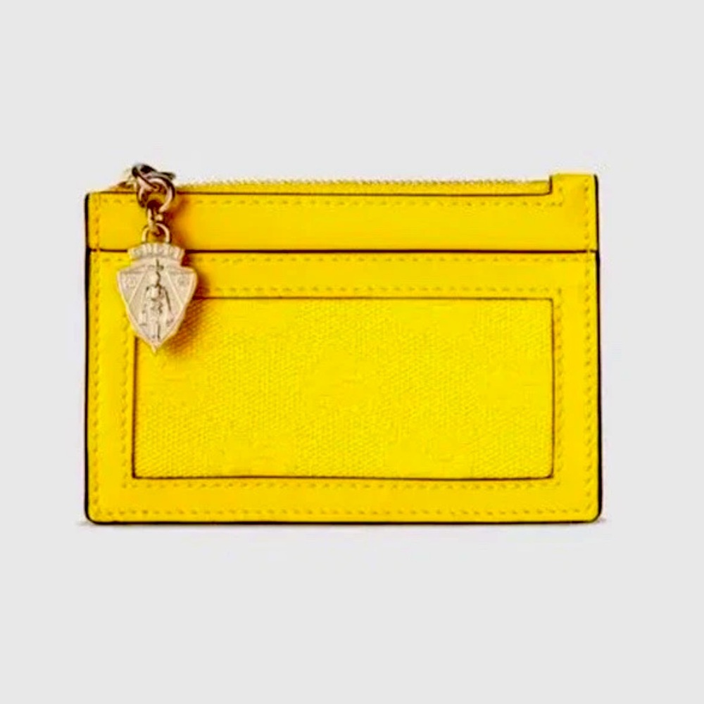 Gucci GG Canvas Leather Yellow Card Case Walket NIB